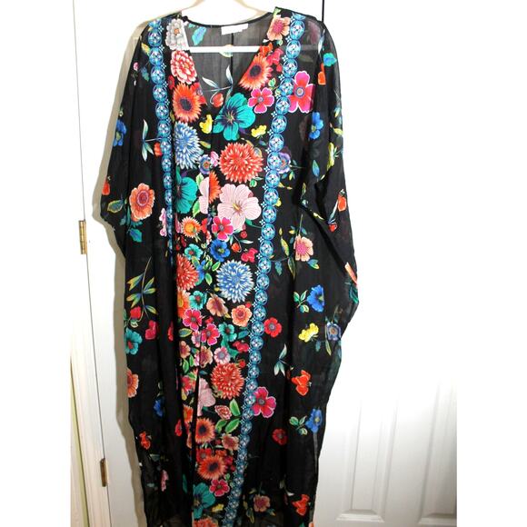 Johnny Was 'Evening Palace' Silk Blend Long Caftan sz L/XL - Picture 2 of 4